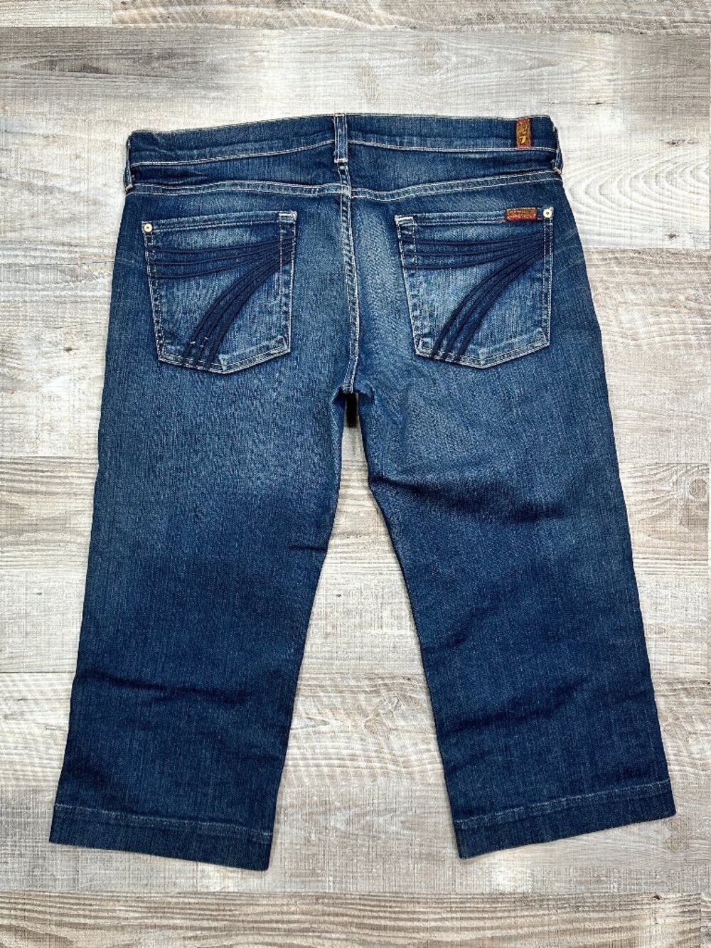 Seven 7 For All Mankind Dojo Med Blue Denim Jeans Capri Women's Sz 32 x 20